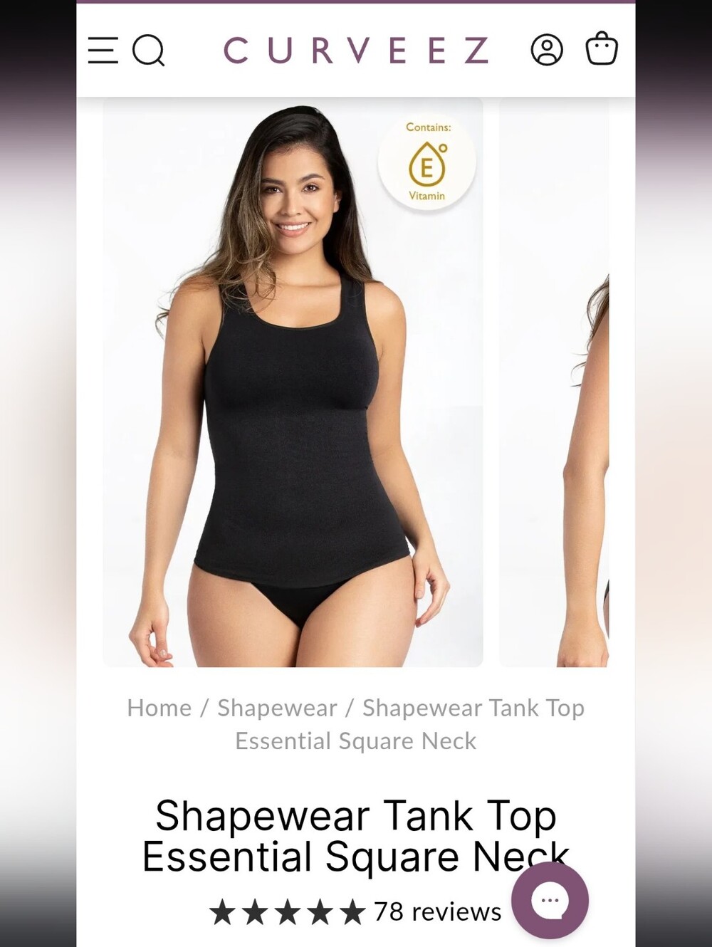 Curveez Seamless Shapewear Tank Top - Black